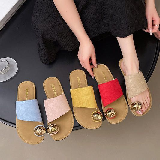 Women's Versatile Flat Bottomed French Toe Flip Flops