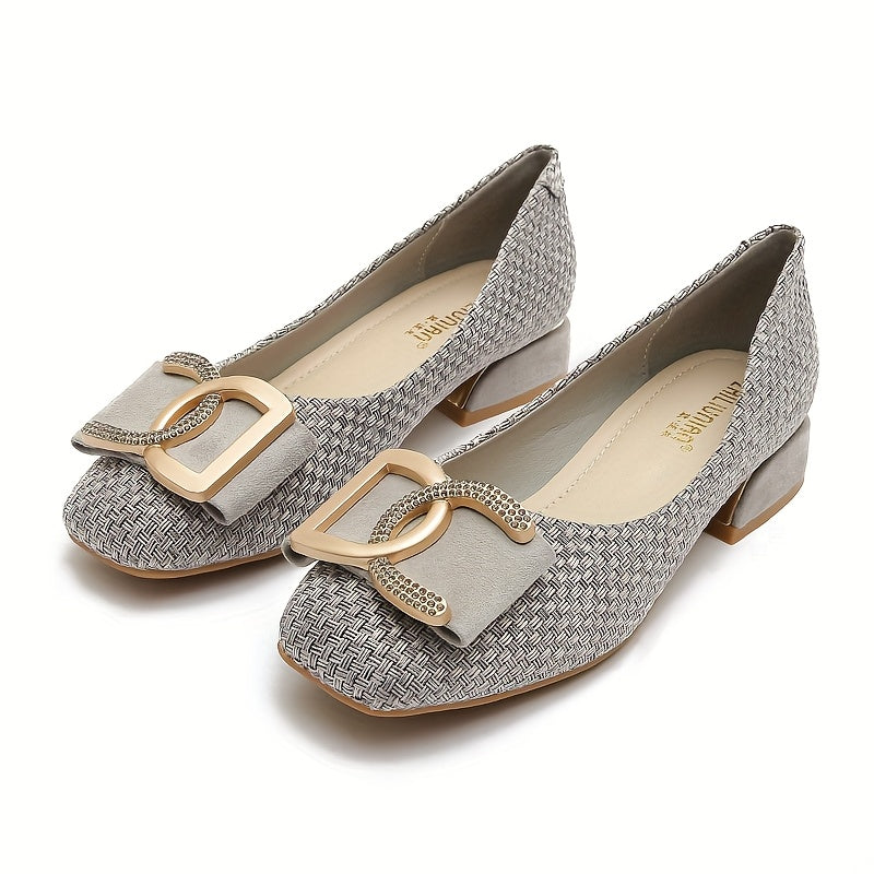 Small Fragrance Wind Single Shoe Women's Spring and Autumn New Outdoor Comfortable Versatile Soft Sole Low-Heel Non-Tiring Four Seasons Square-Toe Mid-Heel Flat Shoes