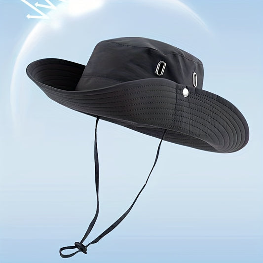 Wide Brim Fisherman Hat - djustable Unise Outdoor Sun Hat with UPN-like Buckle, Breathable -Season for Men & Women, Fishing,W Beach - Black (White Piping) - Hand Wash Only, Bucket Hat, Fishing Hat, Bucket Hat Women, Hats For