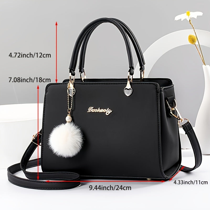 Elegant Lightweight Faux Leather Handbag - Women's Solid Color Shoulder Bag with Tassel Embellishment, Adjustable Strap, Zipper Closure, Polyester Lined, Edge Paint Detail - Available in Multiple Colors
