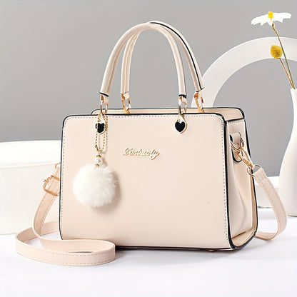 Elegant Lightweight Faux Leather Handbag - Women's Solid Color Shoulder Bag with Tassel Embellishment, Adjustable Strap, Zipper Closure, Polyester Lined, Edge Paint Detail - Available in Multiple Colors