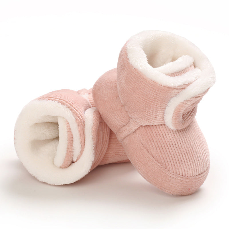 Toddler Baby Girls Booties Plus High Top Slippers Indoor Shoes Crib Shoes First Walker Shoes For Winter