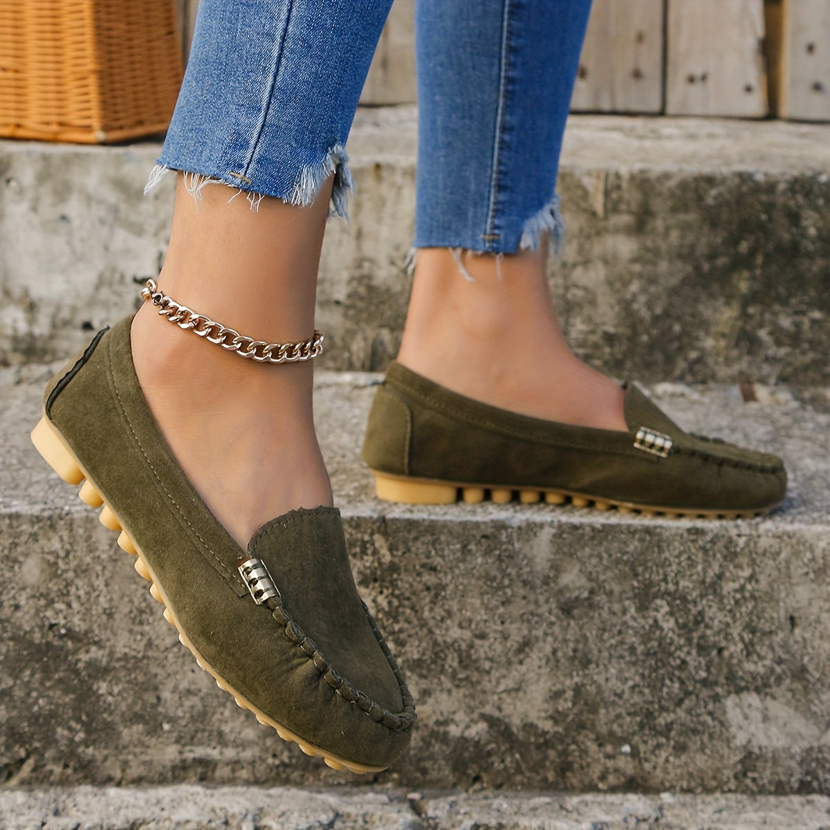 [Comfortable Loafers] Comfortable Round Toe Loafers | Women's Solid Slip On Shoes, Women's Footwear