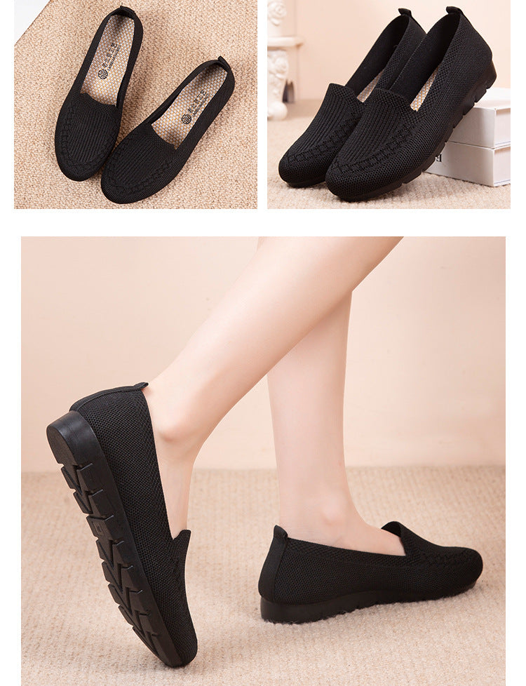 Women's Knitted Solid Color Loafers, Lightweight Non-slip Flat Slip On Shoes, Casual Walking Shoes