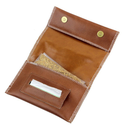 1pc PU Leather Tobacco Pouch Bag Case, Portable Cigarette Rolling Pipe Tobacco Case Wallet Bag, Lightweight Cigarette Bag