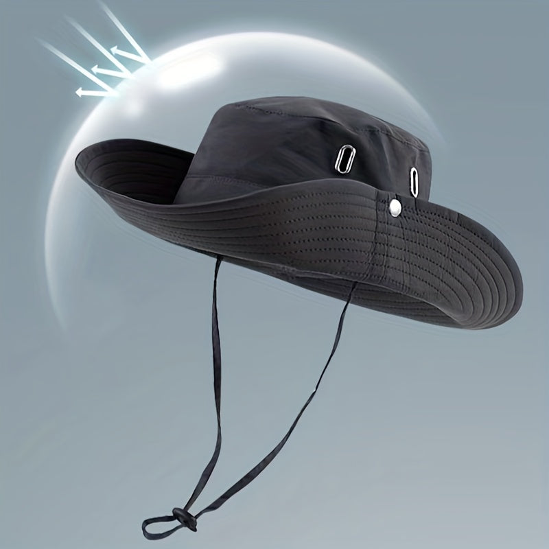 Wide Brim Fisherman Hat - djustable Unise Outdoor Sun Hat with UPN-like Buckle, Breathable -Season for Men & Women, Fishing,W Beach - Black (White Piping) - Hand Wash Only, Bucket Hat, Fishing Hat, Bucket Hat Women, Hats For
