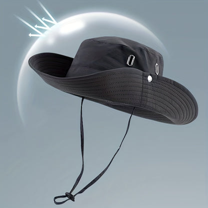 Wide Brim Fisherman Hat - djustable Unise Outdoor Sun Hat with UPN-like Buckle, Breathable -Season for Men & Women, Fishing,W Beach - Black (White Piping) - Hand Wash Only, Bucket Hat, Fishing Hat, Bucket Hat Women, Hats For