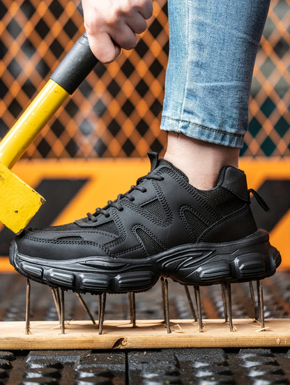 1pc Labor Protection Shoes Women's Steel Toe Cap Anti Impact And Anti Puncture Lightweight Fashionable Safety Work Shoes Women's Office, Shoes Height 1.57in