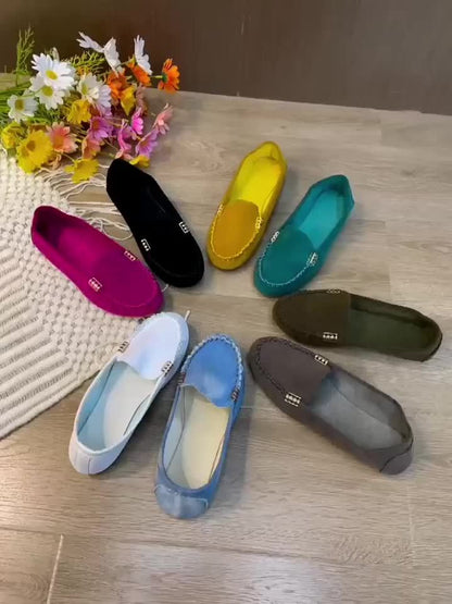 [Comfortable Loafers] Comfortable Round Toe Loafers | Women's Solid Slip On Shoes, Women's Footwear