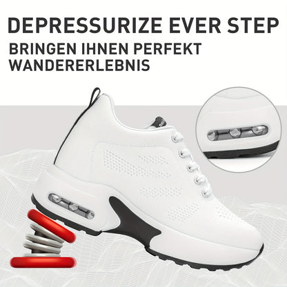 SOSENFER Women's Low-Top Sneakers Suitable for Summer - Breathable Lace-Up with Inner Height, Fabric Upper & Cushioned Sole, Casual Athletic Wear for Height & Daily Use - Spring New Release (Brand)