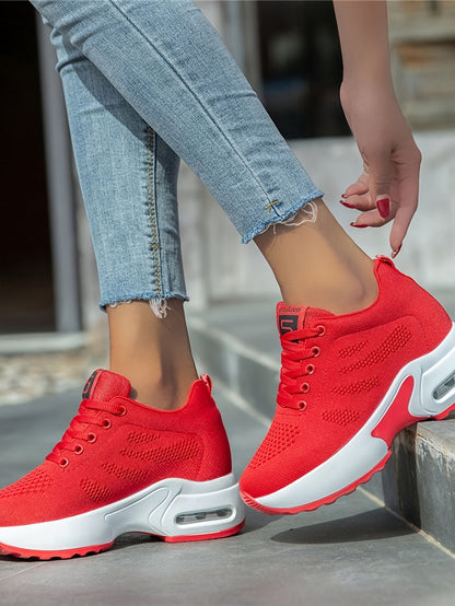 SOSENFER Women's Low-Top Sneakers Suitable for Summer - Breathable Lace-Up with Inner Height, Fabric Upper & Cushioned Sole, Casual Athletic Wear for Height & Daily Use - Spring New Release (Brand)