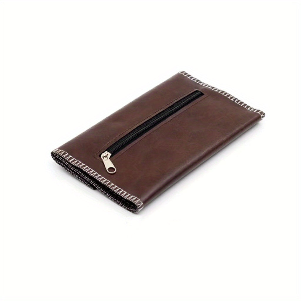 1pc PU Leather Tobacco Pouch Bag Case, Portable Cigarette Rolling Pipe Tobacco Case Wallet Bag, Lightweight Cigarette Bag