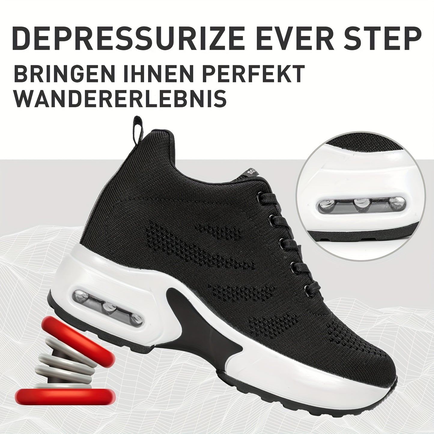 SOSENFER Women's Low-Top Sneakers Suitable for Summer - Breathable Lace-Up with Inner Height, Fabric Upper & Cushioned Sole, Casual Athletic Wear for Height & Daily Use - Spring New Release (Brand)