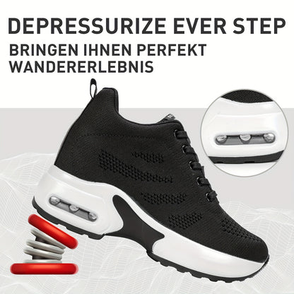 SOSENFER Women's Low-Top Sneakers Suitable for Summer - Breathable Lace-Up with Inner Height, Fabric Upper & Cushioned Sole, Casual Athletic Wear for Height & Daily Use - Spring New Release (Brand)