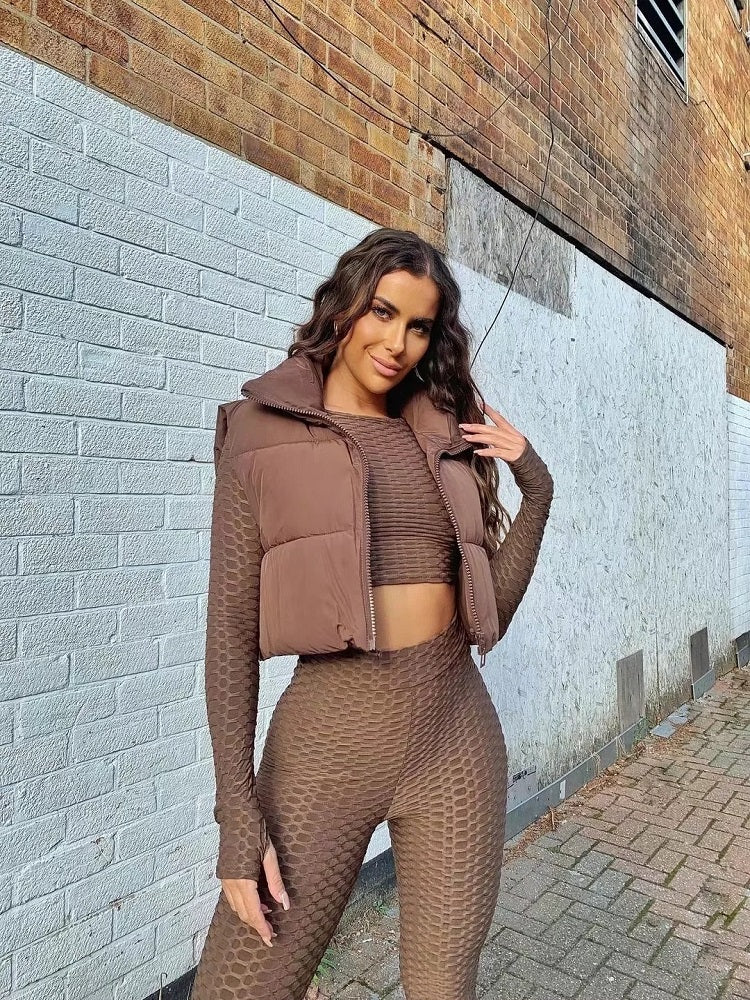 Women'S Sleeveless Vest - Vibrant Pink Slim-Fit Alternative Coat with Drawstring Hood, Zipper Front & Pockets for Fall/Winter Casual Wear, Casual Winter Wear | High Neckline Vest | Zippered Jacket