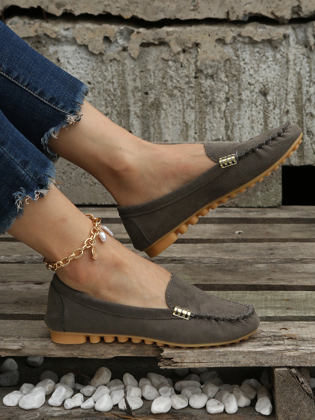 [Comfortable Loafers] Comfortable Round Toe Loafers | Women's Solid Slip On Shoes, Women's Footwear