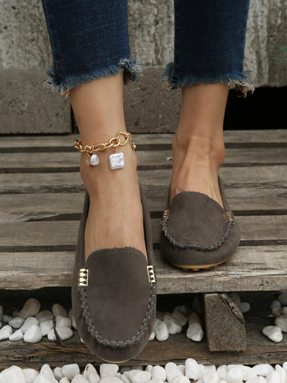 [Comfortable Loafers] Comfortable Round Toe Loafers | Women's Solid Slip On Shoes, Women's Footwear