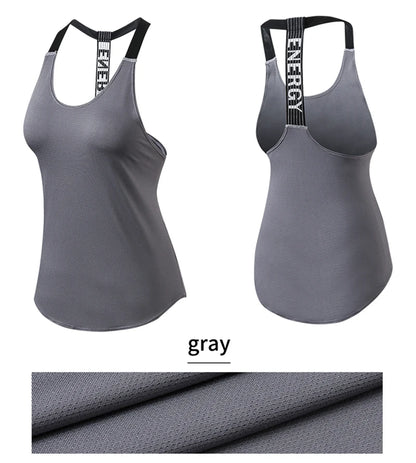 Women Gym Tops Black Sleeveless Yoga Top Women Fitness Shirt Gym Vest Running workout Sports Tops Letter Backless Shirt