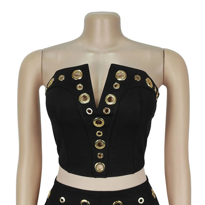 New Fashion Women's Elegant Party Dresses Casual Evening Dresses Sexy Strapless top short Dress Set Birthday Prom Dresses HWY265