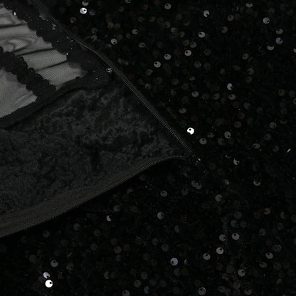 Long Dresses With Sleeves Strapless Sequin Womens Dresses See-through Elegant Party Evening Dress Birthday Prom Maxi Dress XSY22