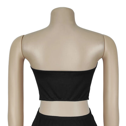 New Fashion Women's Elegant Party Dresses Casual Evening Dresses Sexy Strapless top short Dress Set Birthday Prom Dresses HWY265