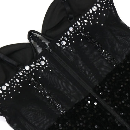 Long Dresses With Sleeves Strapless Sequin Womens Dresses See-through Elegant Party Evening Dress Birthday Prom Maxi Dress XSY22