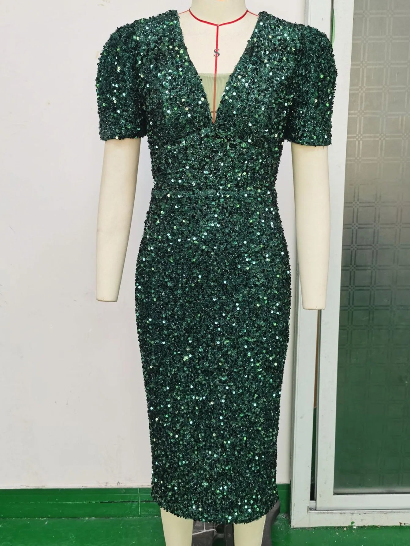 Formal Dress Women Elegant Party Dresses Sexy Green Sequin Welcome Holiday Summer Midi Prom Dress Birthday Evening Dresses XSY07