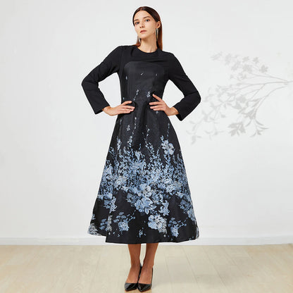 Women Luxury Long Maxi Jacquard Dress Ladies Floral Elegant Dresses New Year Ball Gown Casual Evening Party Maxi Clothing