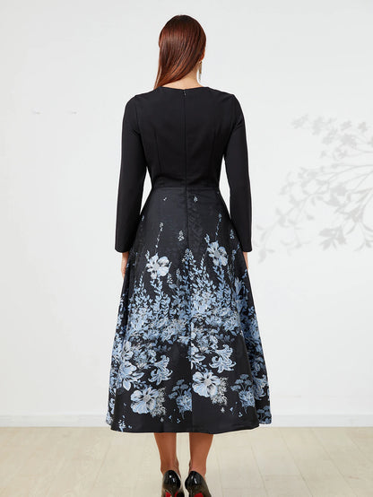 Women Luxury Long Maxi Jacquard Dress Ladies Floral Elegant Dresses New Year Ball Gown Casual Evening Party Maxi Clothing