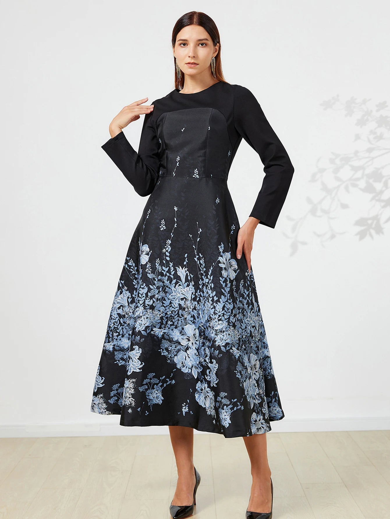 Women Luxury Long Maxi Jacquard Dress Ladies Floral Elegant Dresses New Year Ball Gown Casual Evening Party Maxi Clothing