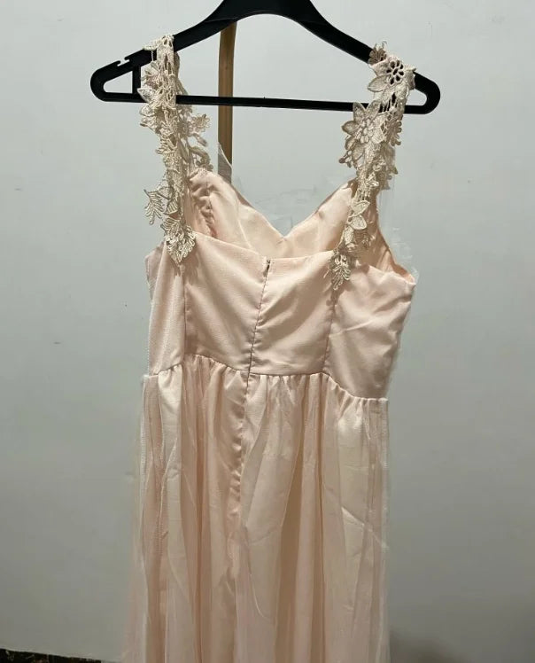 2025 Summer New Women's Temperament Sexy Fresh Sweet Evening Dress V-neck Tube Top Fashion Mesh Dress Elegant Slim Dress