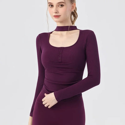 Gym Women Sports Tops Yoga Fitness Long Sleeves Breathable Comfort Workout Clothing Running Gym Pilates Yoga Shirts with Chest