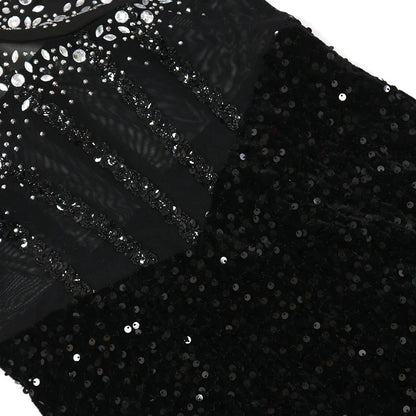 Long Dresses With Sleeves Strapless Sequin Womens Dresses See-through Elegant Party Evening Dress Birthday Prom Maxi Dress XSY22