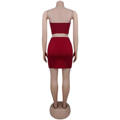 New Fashion Women's Elegant Party Dresses Casual Evening Dresses Sexy Strapless top short Dress Set Birthday Prom Dresses HWY265