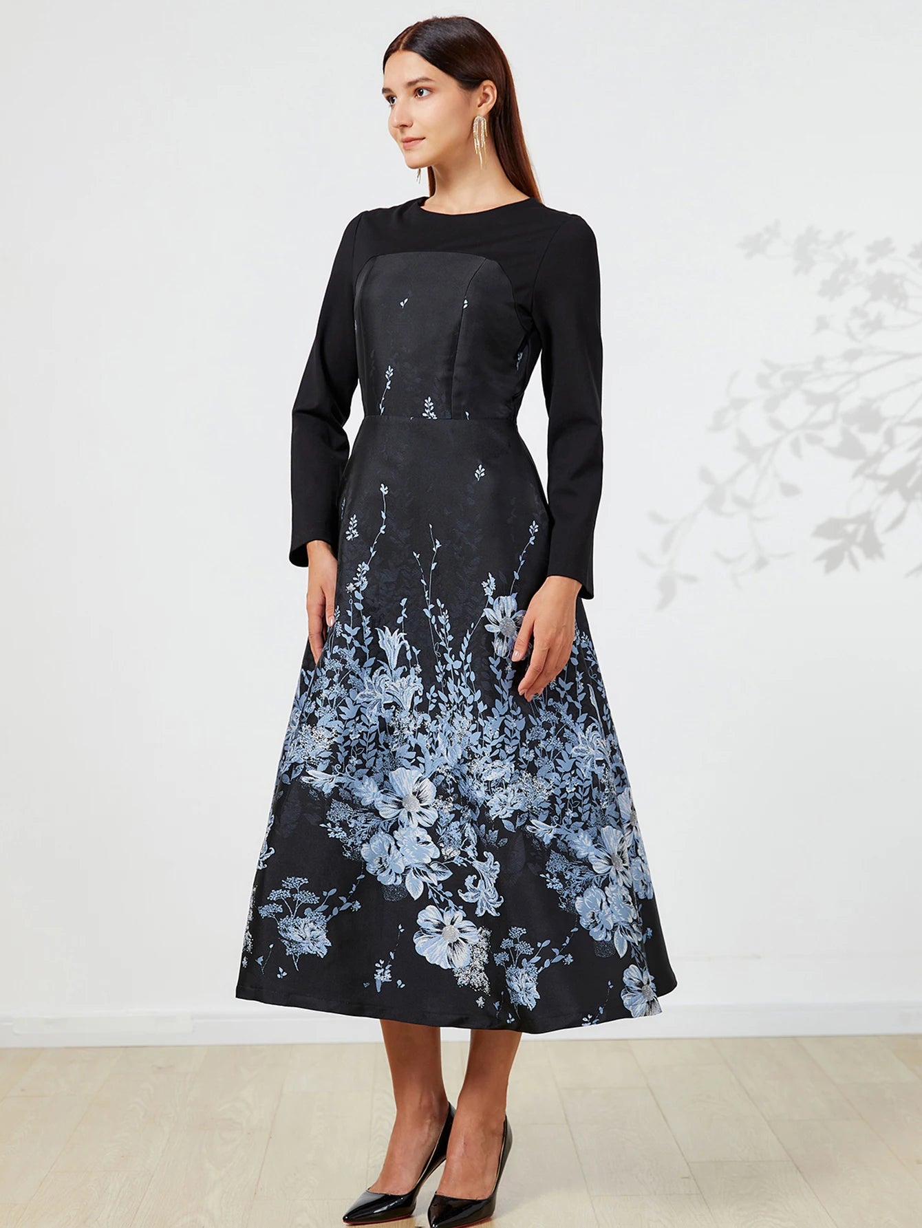 Women Luxury Long Maxi Jacquard Dress Ladies Floral Elegant Dresses New Year Ball Gown Casual Evening Party Maxi Clothing