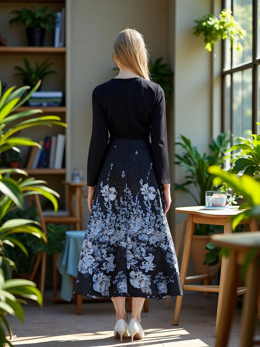 Women Luxury Long Maxi Jacquard Dress Ladies Floral Elegant Dresses New Year Ball Gown Casual Evening Party Maxi Clothing