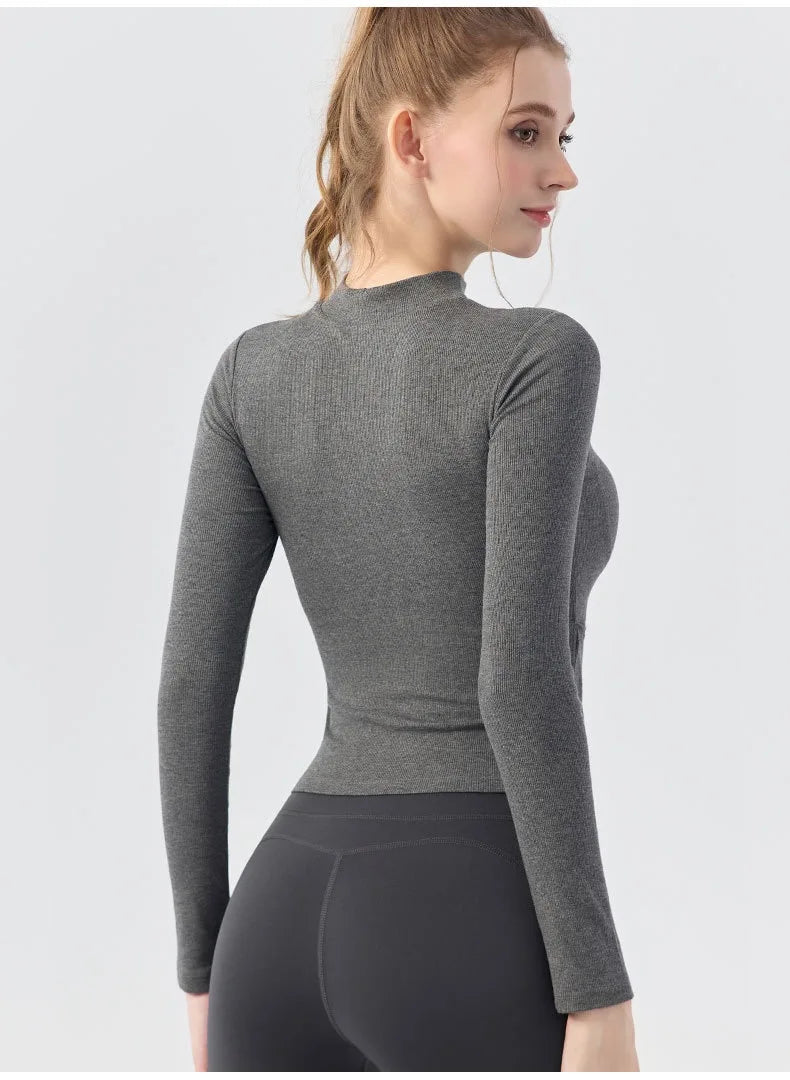 Gym Women Sports Tops Yoga Fitness Long Sleeves Breathable Comfort Workout Clothing Running Gym Pilates Yoga Shirts with Chest