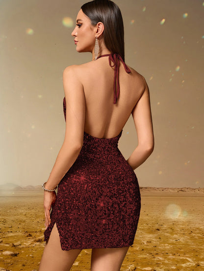 Womens dresses Sexy Elegant party summer dresses 2025 woman clothes Backless Sequins Evening Dress Birthday Prom Dresses XSY228