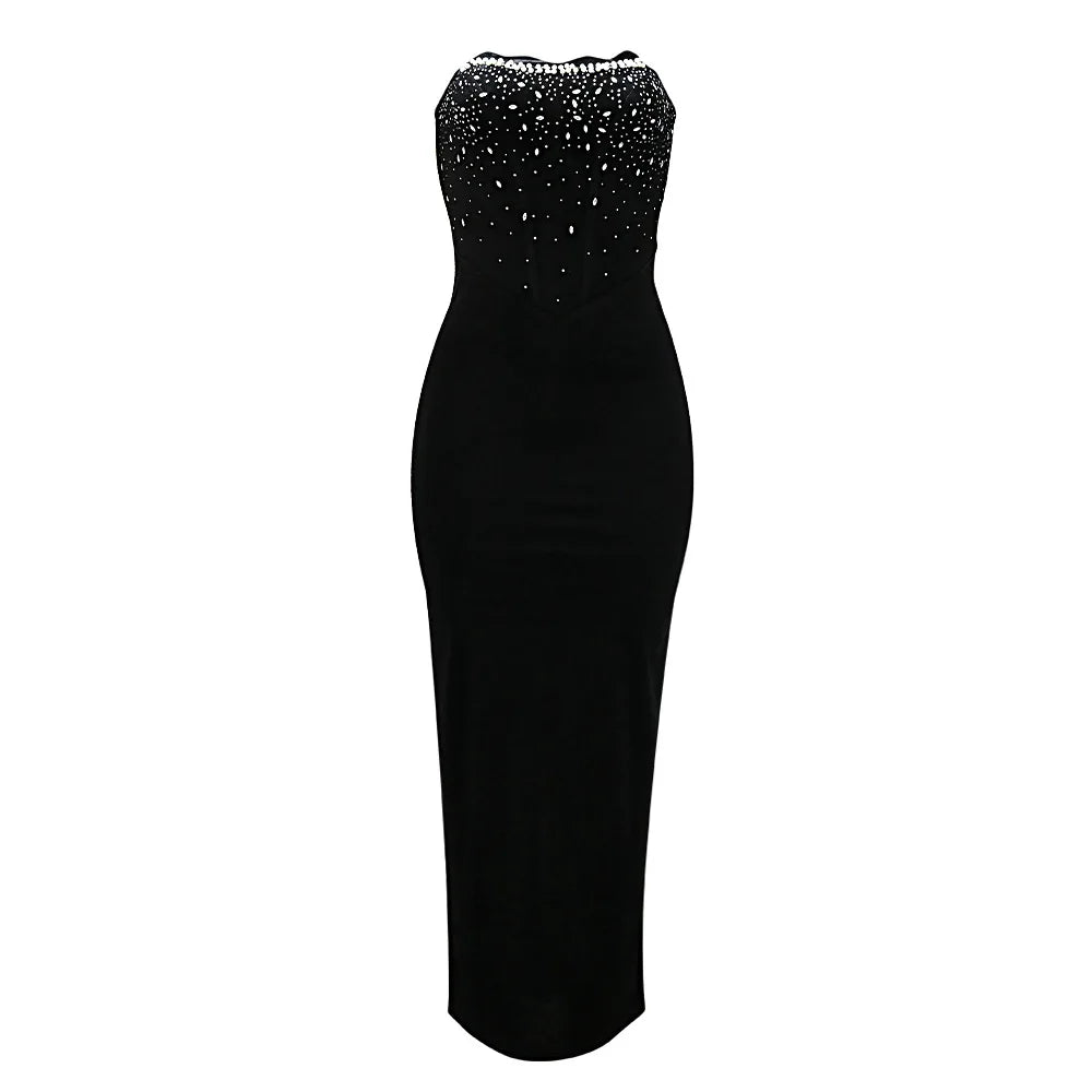 Elegant Dress Women For Wedding Party Dresses Sexy Split Evening Dress Rhinestone Cocktail Birthday Holiday Prom Dresses XSY031