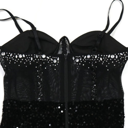 Long Dresses With Sleeves Strapless Sequin Womens Dresses See-through Elegant Party Evening Dress Birthday Prom Maxi Dress XSY22