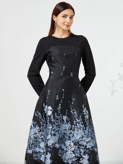 Women Luxury Long Maxi Jacquard Dress Ladies Floral Elegant Dresses New Year Ball Gown Casual Evening Party Maxi Clothing