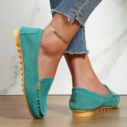 [Comfortable Loafers] Comfortable Round Toe Loafers | Women's Solid Slip On Shoes, Women's Footwear