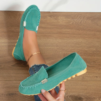 [Comfortable Loafers] Comfortable Round Toe Loafers | Women's Solid Slip On Shoes, Women's Footwear