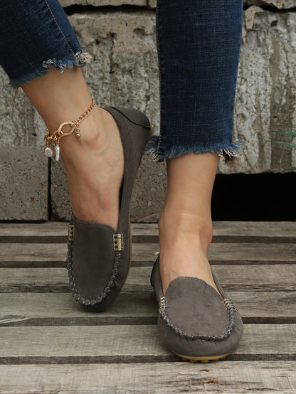 [Comfortable Loafers] Comfortable Round Toe Loafers | Women's Solid Slip On Shoes, Women's Footwear