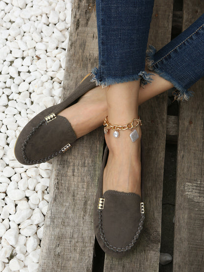 [Comfortable Loafers] Comfortable Round Toe Loafers | Women's Solid Slip On Shoes, Women's Footwear