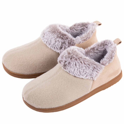 Women's Cozy Plush Household Shoes, Fuzzy Fleece Liner Package Heel Memory Foam Slip-on Shoes, Women's Footwear