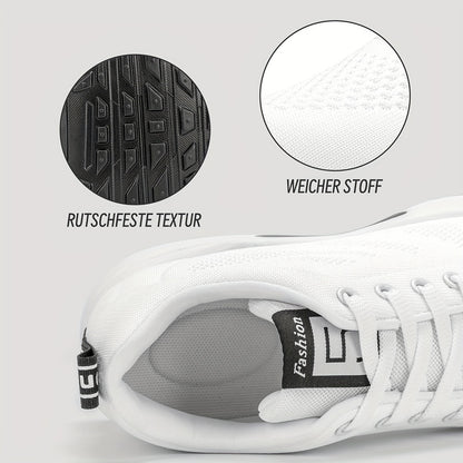 SOSENFER Women's Low-Top Sneakers Suitable for Summer - Breathable Lace-Up with Inner Height, Fabric Upper & Cushioned Sole, Casual Athletic Wear for Height & Daily Use - Spring New Release (Brand)