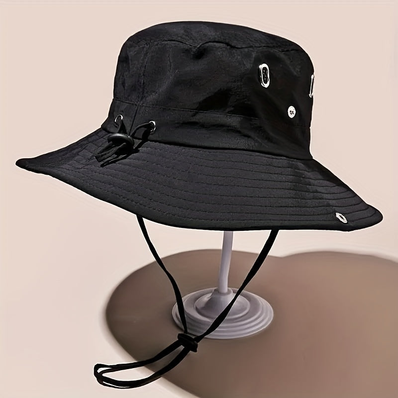 Wide Brim Fisherman Hat - djustable Unise Outdoor Sun Hat with UPN-like Buckle, Breathable -Season for Men & Women, Fishing,W Beach - Black (White Piping) - Hand Wash Only, Bucket Hat, Fishing Hat, Bucket Hat Women, Hats For