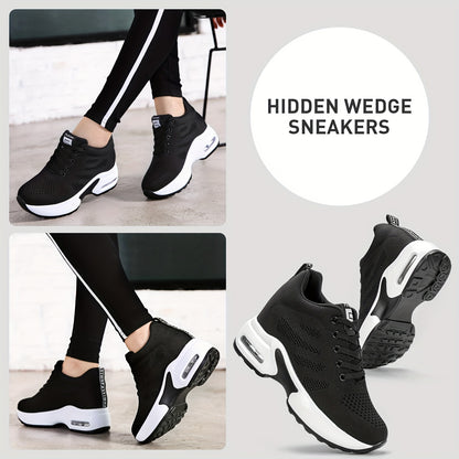 SOSENFER Women's Low-Top Sneakers Suitable for Summer - Breathable Lace-Up with Inner Height, Fabric Upper & Cushioned Sole, Casual Athletic Wear for Height & Daily Use - Spring New Release (Brand)