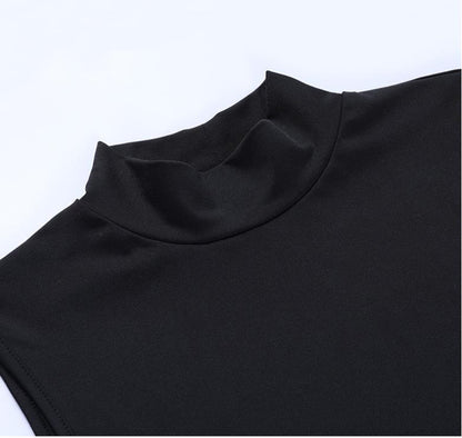 22 New Sexy Vest-Strap Long Dress with High Slit and Side Hollow | High Neck, Bodycon Fit, Solid Color for Spring/Fall